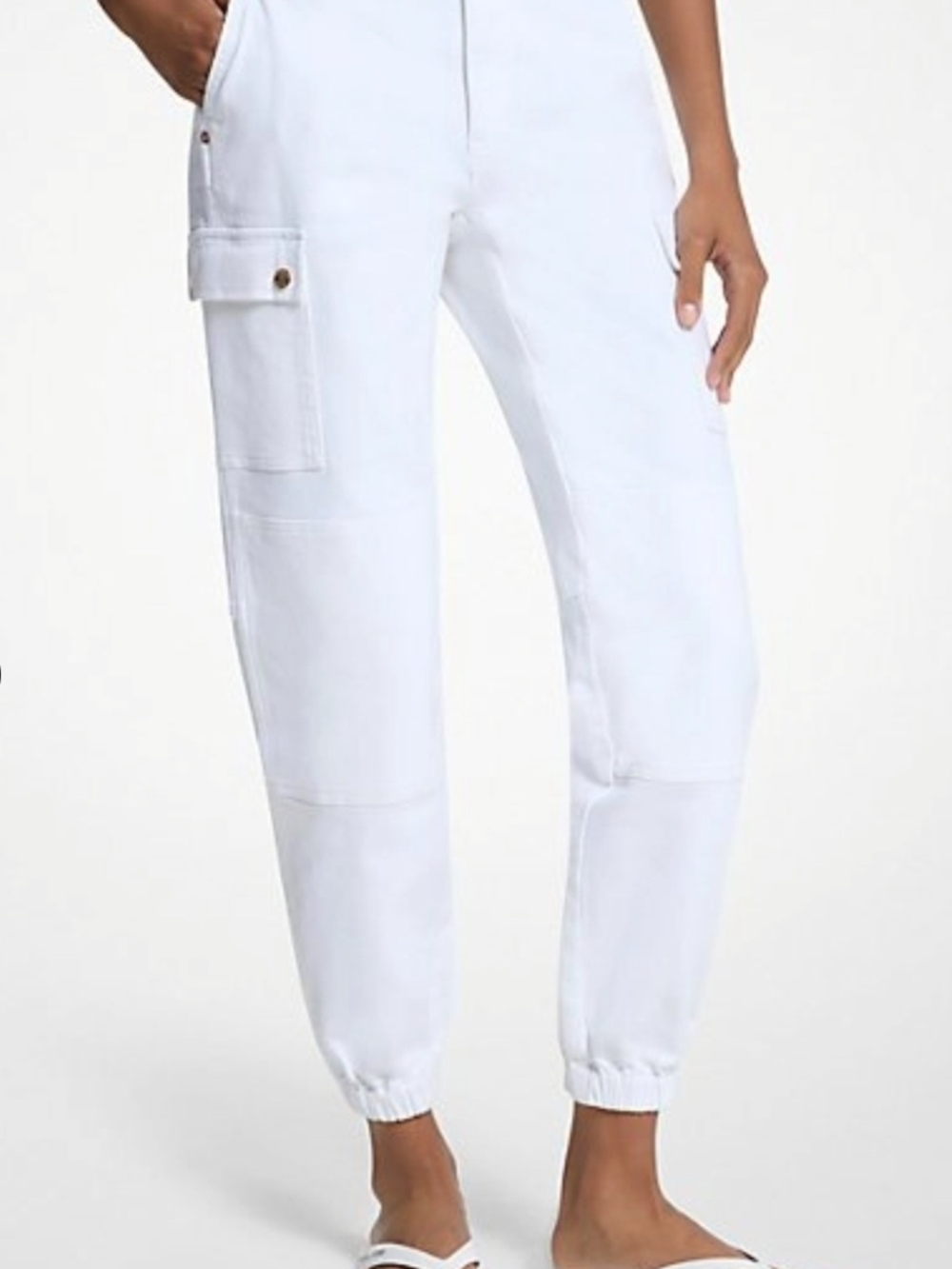 Michael Kors White Cargo Boyfriend Jogger Jeans